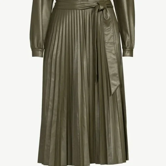 scoop faux leather pleated dress Faux Leather Shirt Dress Burgundy Belted Leather Dress Scoop Women's Faux Leather Pleated Midi Dress, Sizes